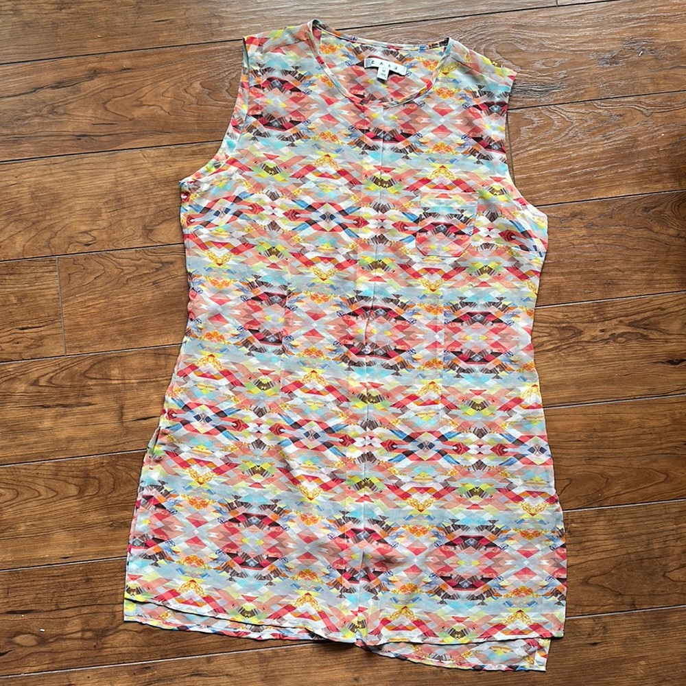 CAbi Sheer Sleeveless Button Down Tunic Avery MEDIUM